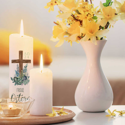 Große Kerze "Frohe Ostern Kreuz"