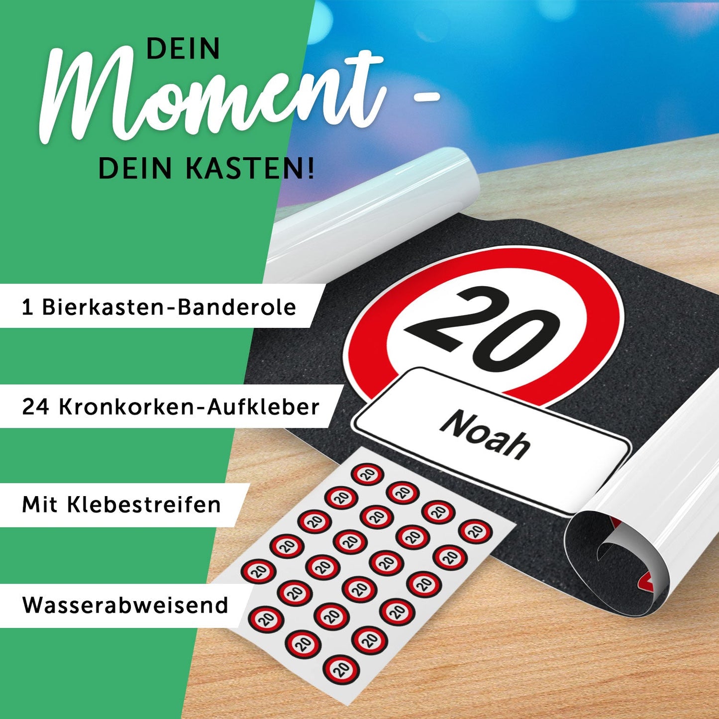 DIY Bierkasten Banderole mit 24 Deckelaufklebern - Verkehrszeichen