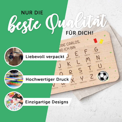 Frühstücksbrettchen mit Druckmotiv & Name - ABC Fußball