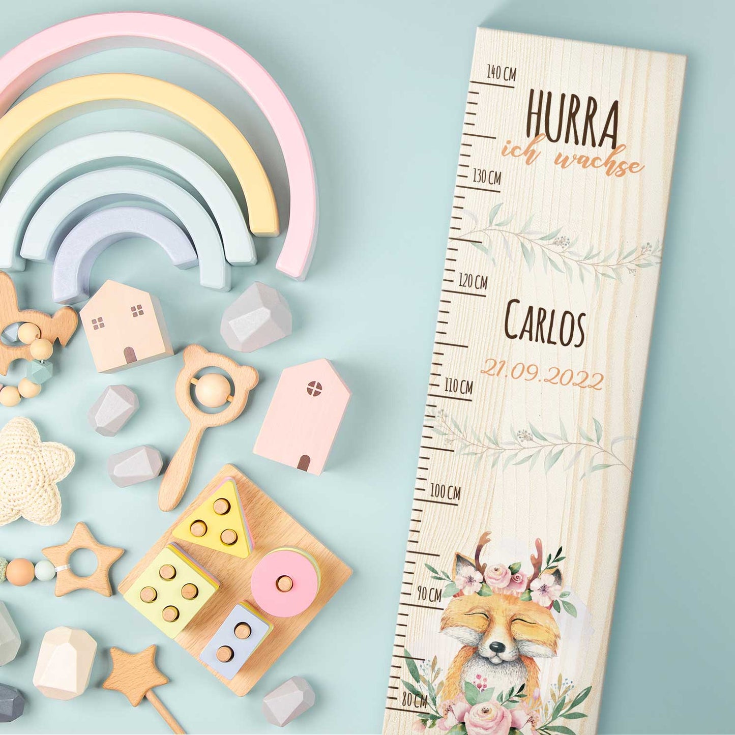 Messlatte mit Namen für Kinder im Fuchs Design