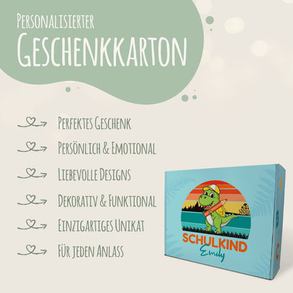 Personalisierte Geschenkbox - Schulkind Dino - Einschulung