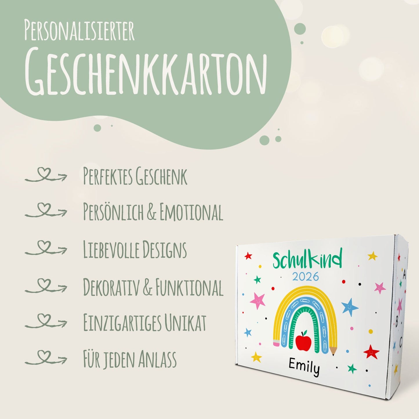 Personalisierte Geschenkbox - Schulkind Regenbogen - Einschulung