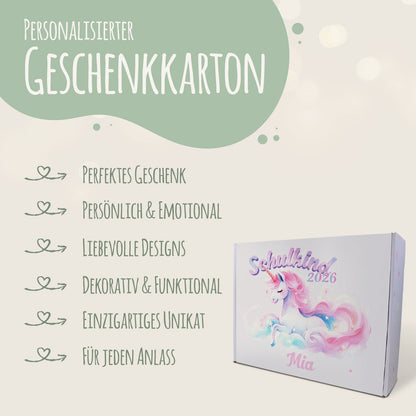 Personalisierte Geschenkbox - Schulkind Magisches Einhorn - Einschulung