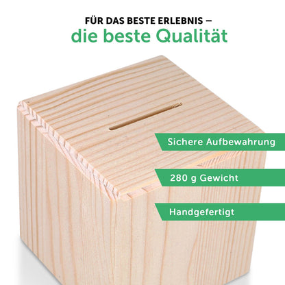 Spardose aus Holz - Sparfuchs