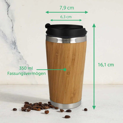 Kaffeebecher aus Bambus mit Gravur - Verschiedene Motive mit eigenem Namen