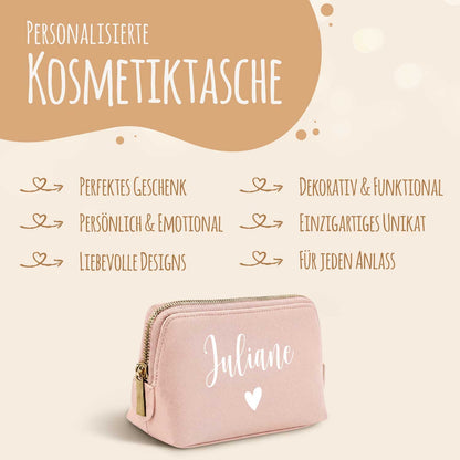 Personalisierte Leder Kosmetiktasche mit Name für Kosmetik & MakeUp
