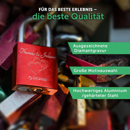 Liebesschloss in Lila mit Gravur