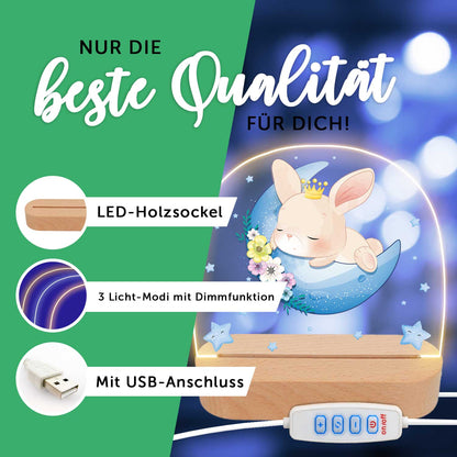 Kinder LED Nachtlicht mit Sockel aus Holz im Igel Design