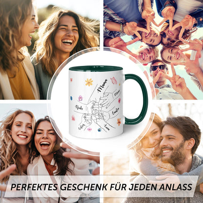 Bedruckte Tasse - Hände halten Mama - Geschenk zum Muttertag