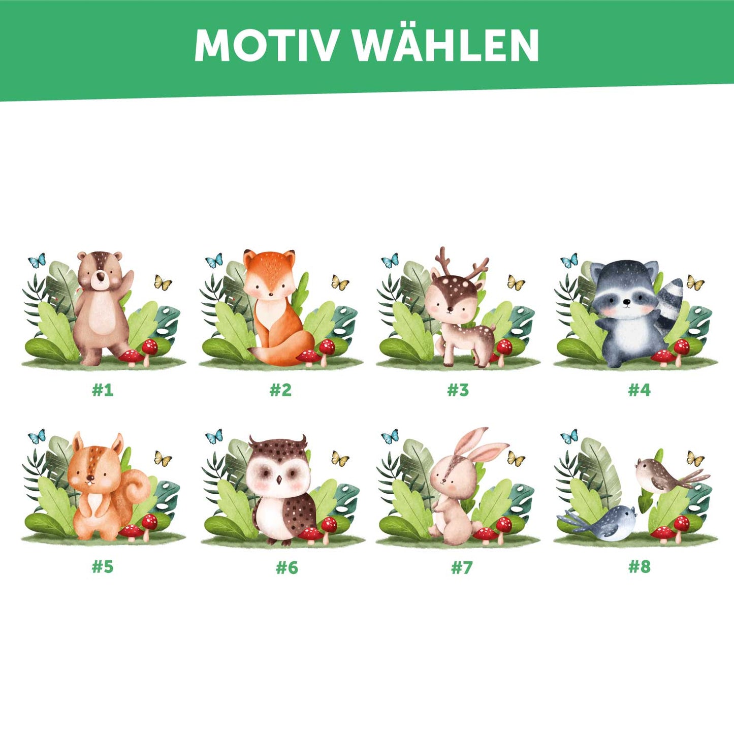 Emaille Tasse für Kinder - Personalisiert mit Namen - Tiergruppe Waldtiere