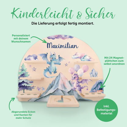Toniebox Regal für Kinderzimmer - Drache - Personalisiert mit Namen