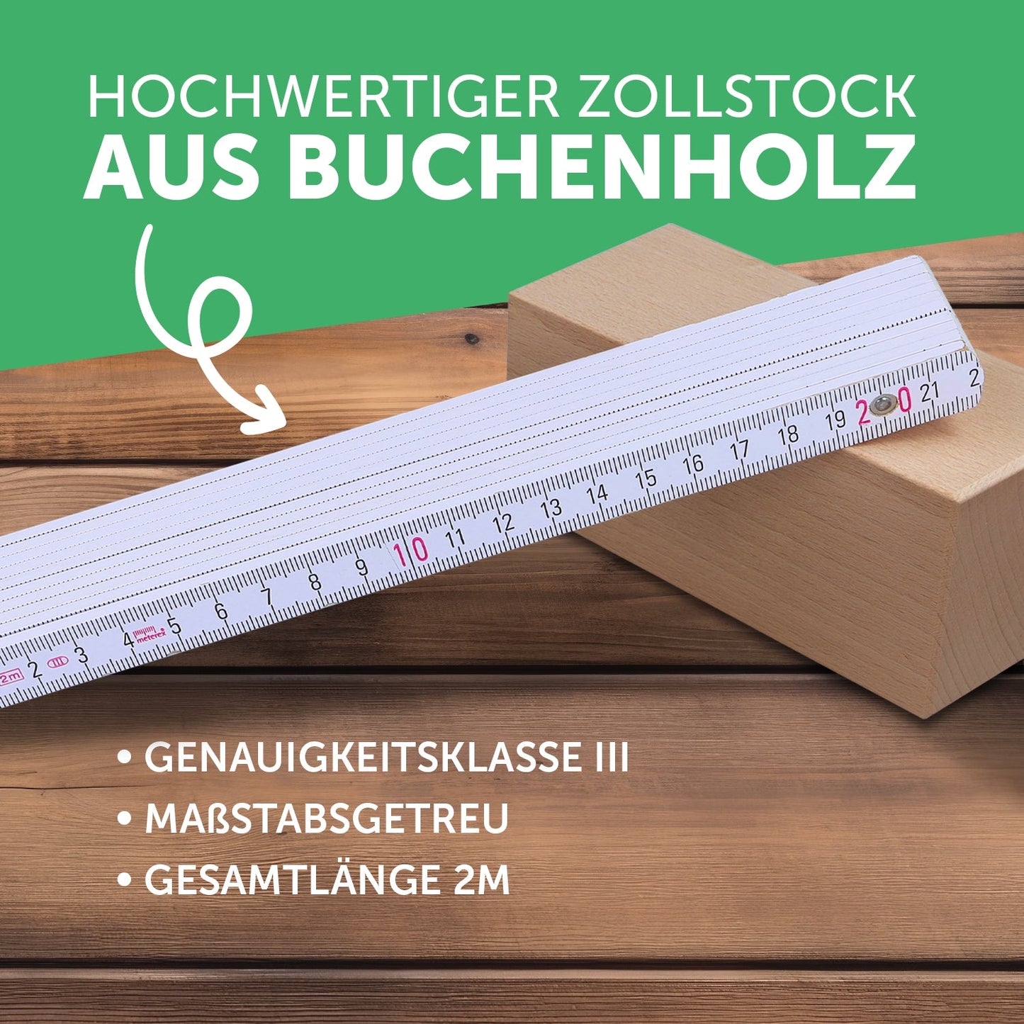 Zollstock 2 Meter - Bester Papa, Opa oder Onkel der Welt