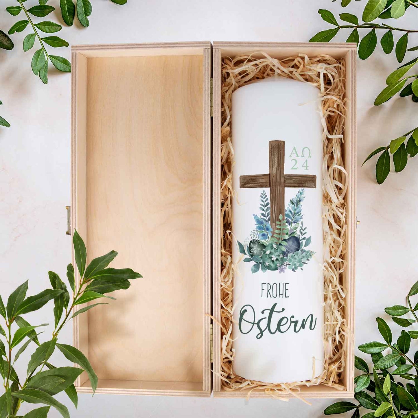 Große Kerze "Frohe Ostern Kreuz"