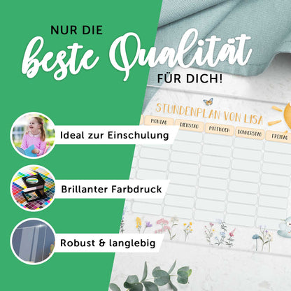 Personalisierter Stundenplan mit Namen in versch. Motiven