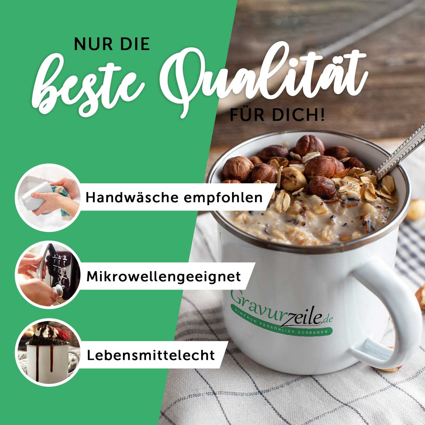 Emaille Tasse für Kinder - Personalisiert mit Namen - Tiergruppe Waldtiere