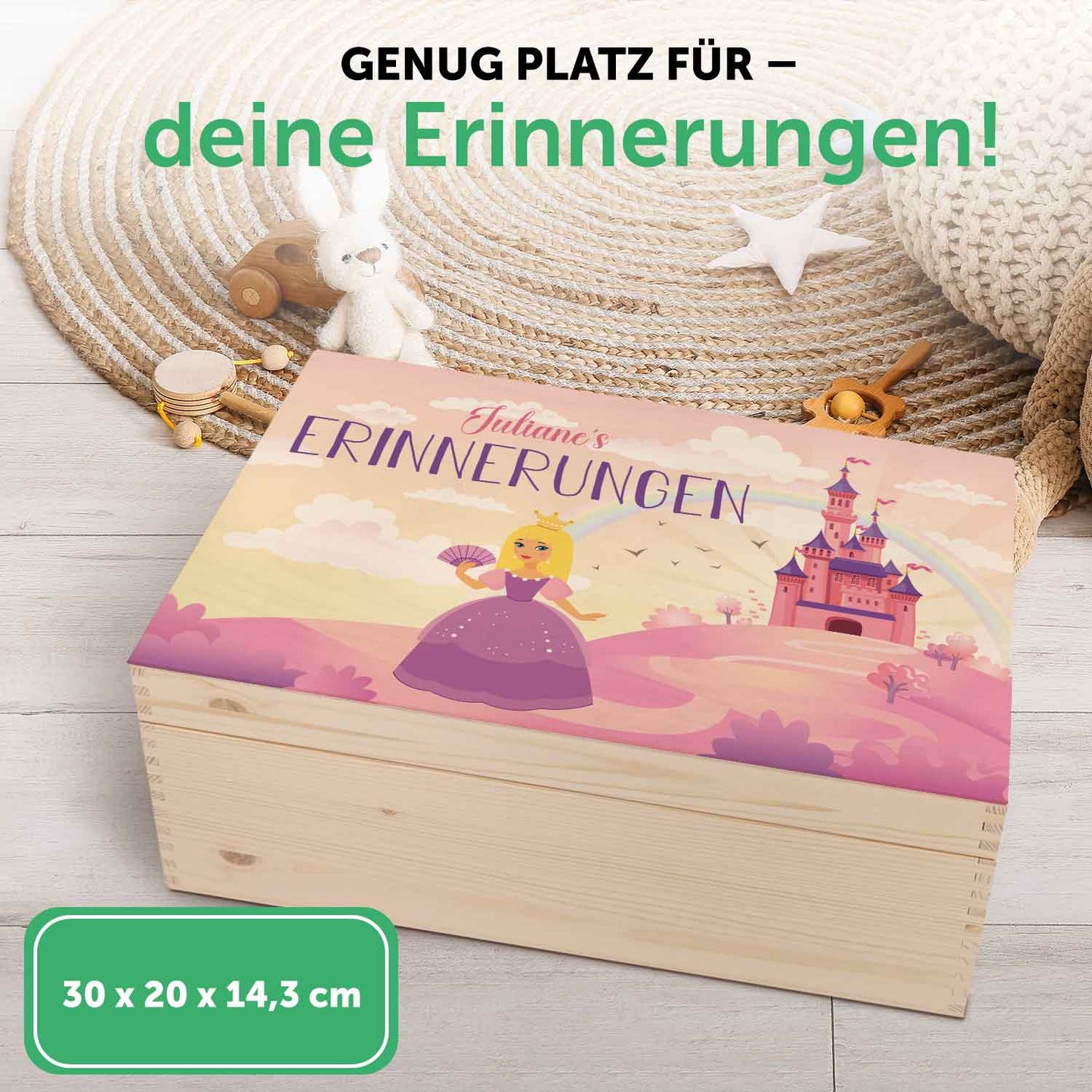 Erinnerungskiste für Kinder mit UV-Druck im Prinzessin Design