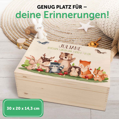 Erinnerungskiste für Kinder mit UV-Druck im Tiergruppe Waldtiere Design