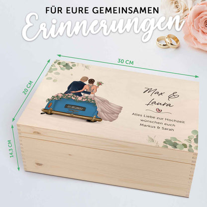 Bedruckte Erinnerungskiste mit Konfiguration - Hochzeitsauto - Personalisiertes Geschenk zur Hochzeit