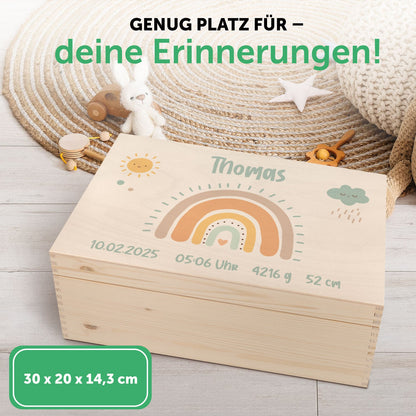 Erinnerungskiste für Kinder mit UV-Druck im Regenbogen Design