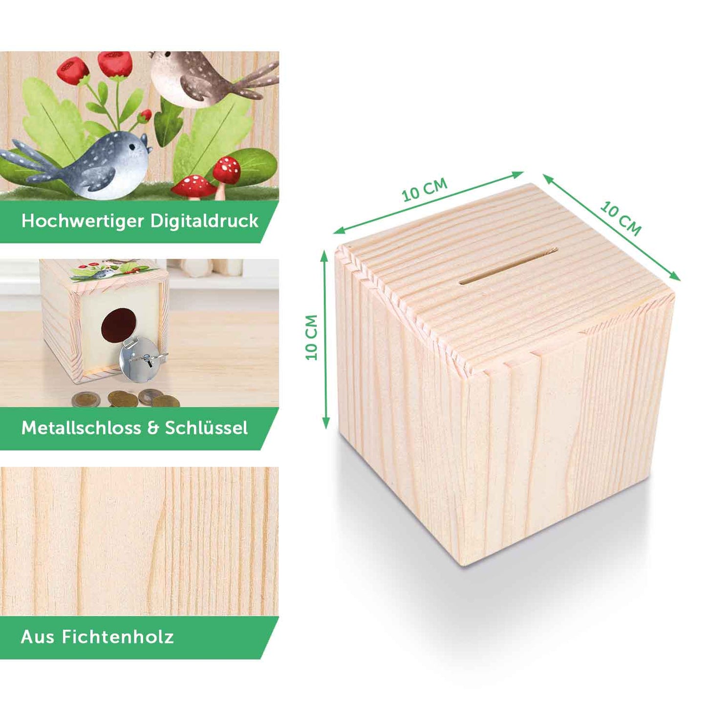 Spardose aus Holz - Safari Tiere