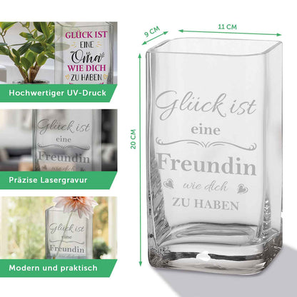 Blumenvase mit UV-Druck - Kommunion - Personalisiert mit Namen - Deko Vase als Geschenk