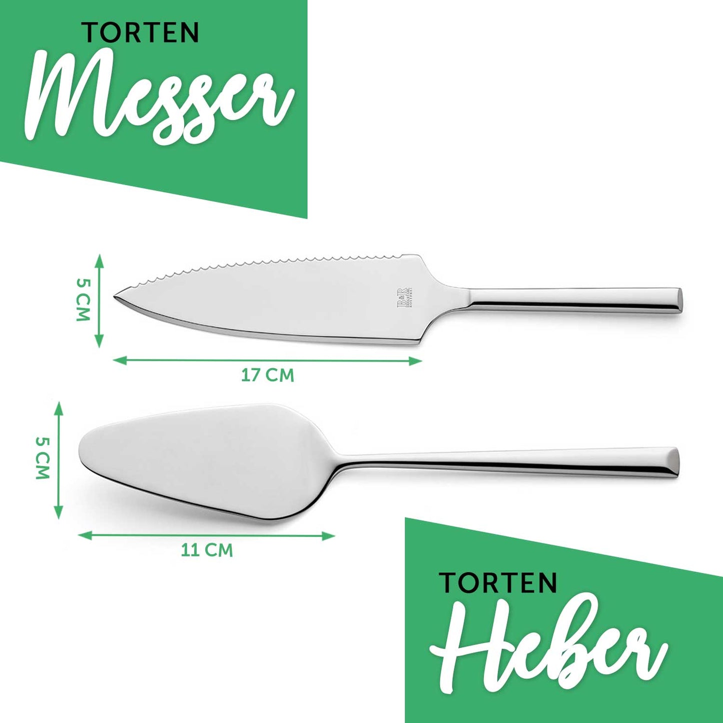 Tortenbesteck im Set - Blumenranke - Mit persönlicher Gravur als Geschenk zur Hochzeit