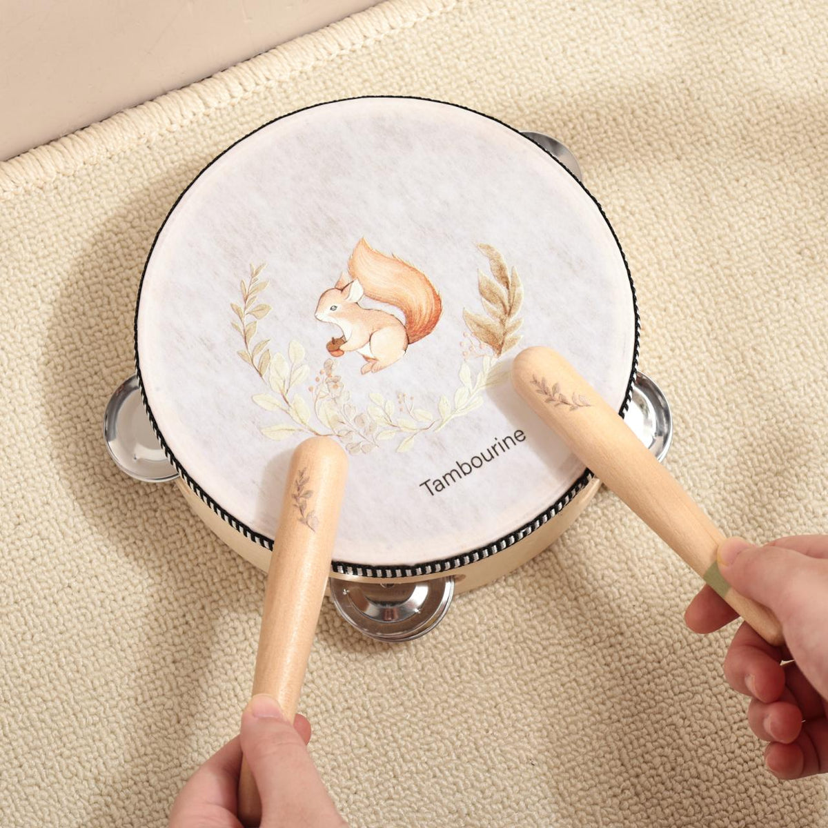 Beliebtes Montessori Holz-Musikinstrument-Set „Eichhörnchen“ – Musikspielzeug für Babys & Kinder | Verschiedene Instrumente, CE-zertifiziert