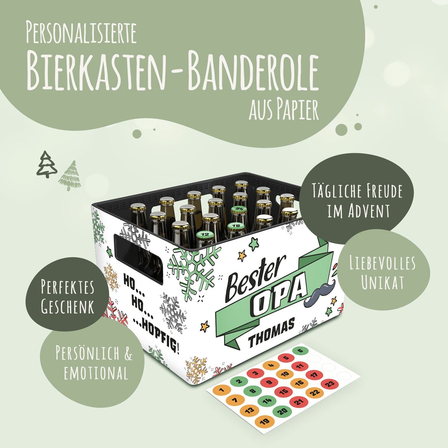 DIY Bierkasten Banderole mit 24 Deckelaufklebern - Bester Opa