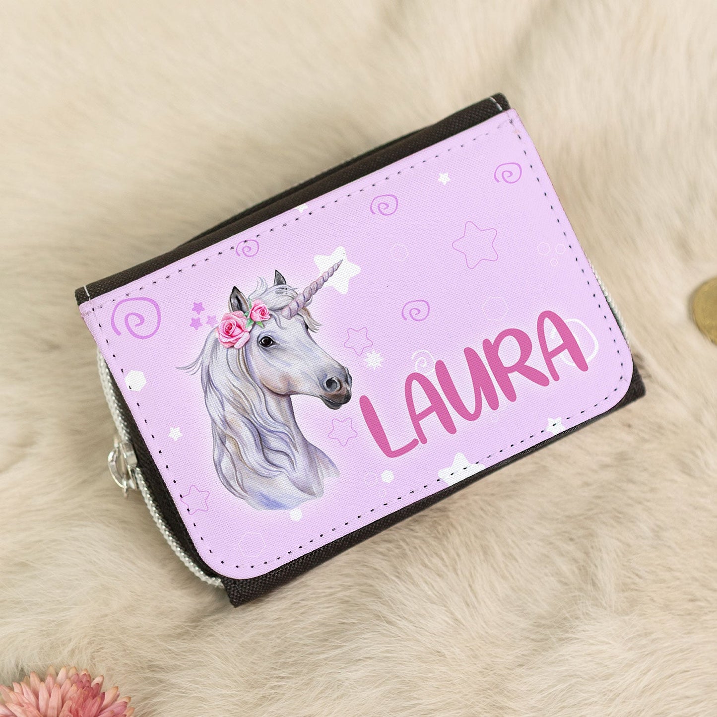 Bedruckte Geldbörse für Kinder im Einhorn Design