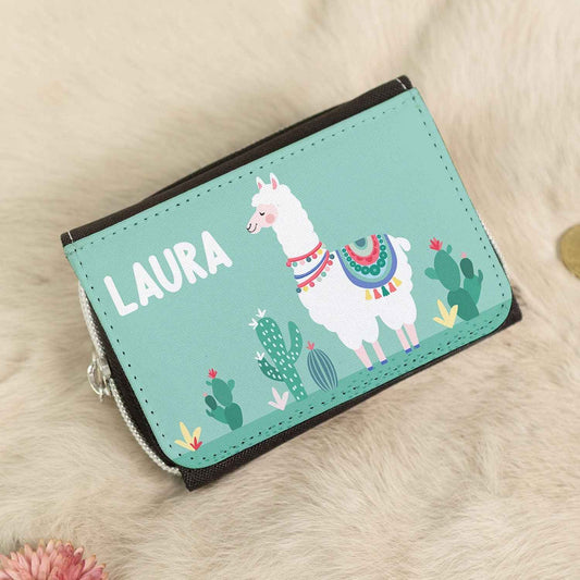 Bedruckte Geldbörse für Kinder im Lama Design