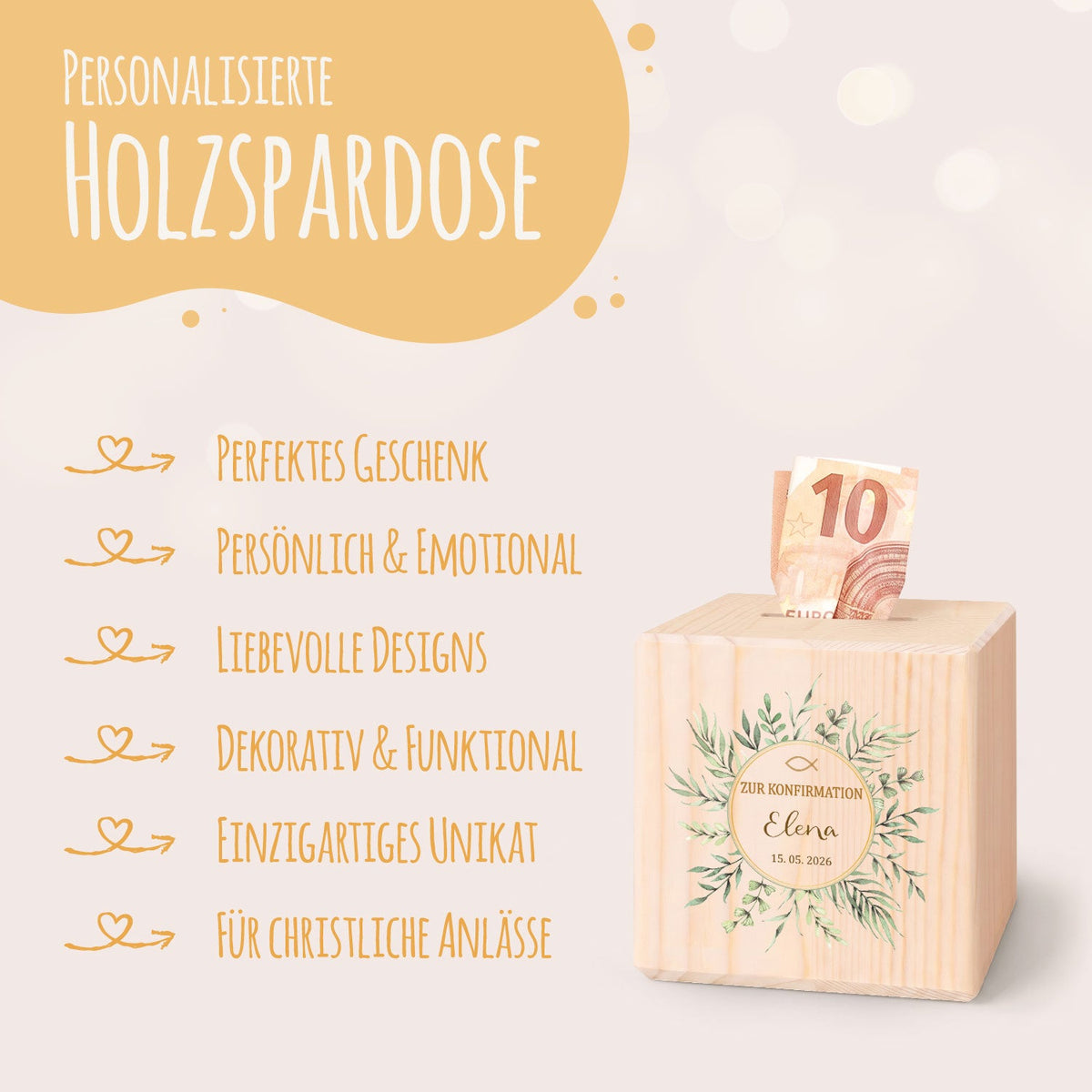 Spardose aus Holz - Kreis