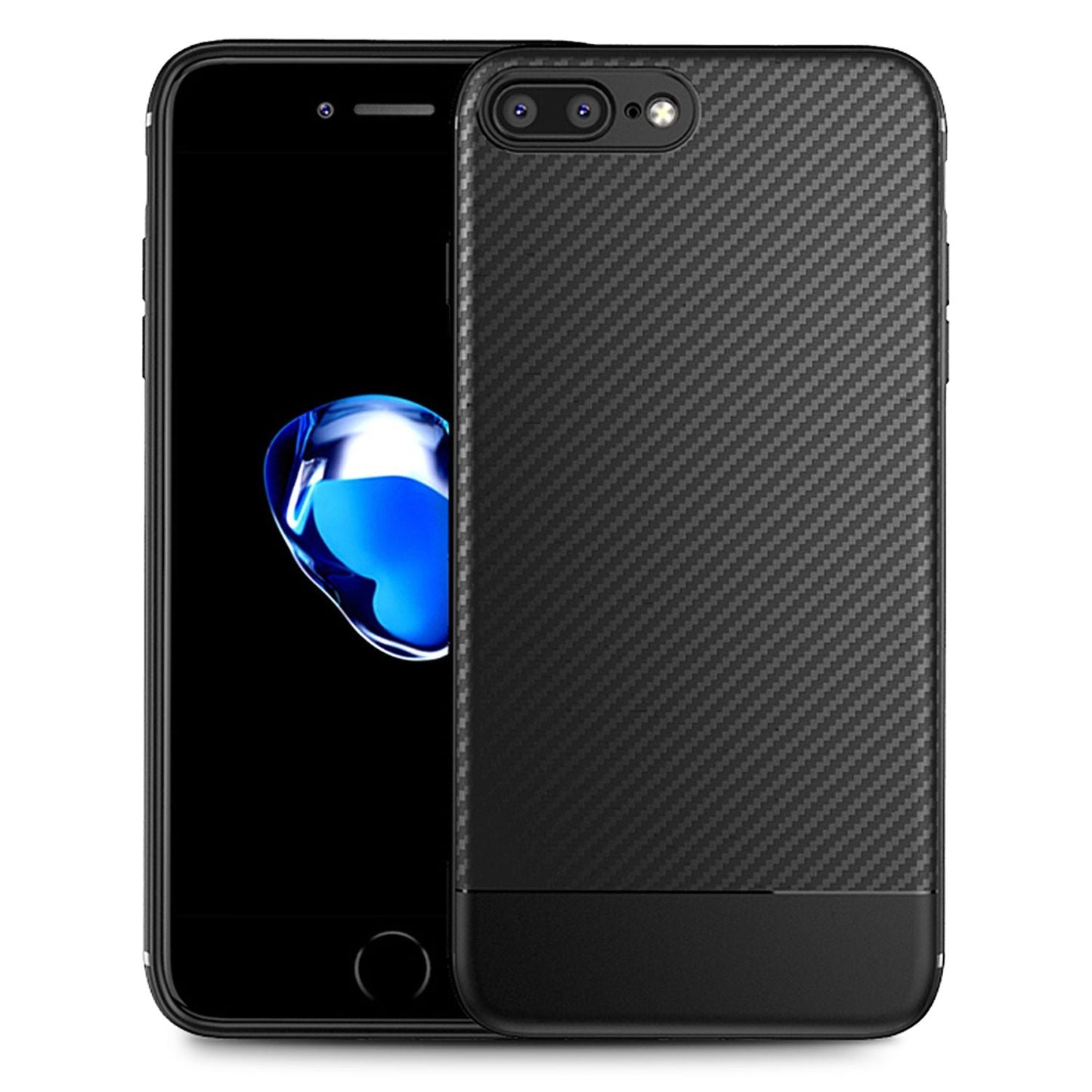 NALIA Silikonhülle für iPhone 7 Plus / 8 Plus – Rutschfest & Matt – VORTEX (Gebürstete Optik & Carbon Design) – Marke aus Berlin