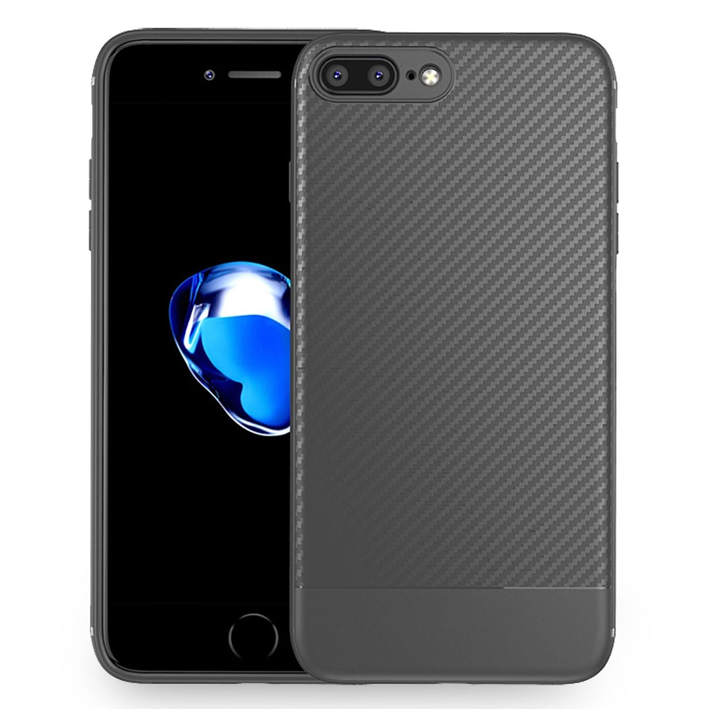 NALIA Silikonhülle für iPhone 7 Plus / 8 Plus – Rutschfest & Matt – VORTEX (Gebürstete Optik & Carbon Design) – Marke aus Berlin
