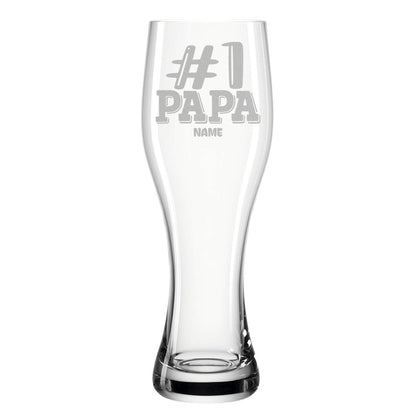Leonardo Weizenglas "#1 Papa" mit Namen