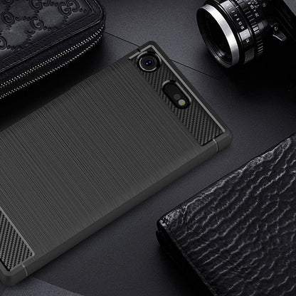 NALIA Silikonhülle für Sony Xperia XZ1 Compact – Rutschfest & Matt – VORTEX (Gebürstete Optik & Carbon Design) – Marke aus Berlin