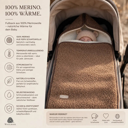 Winter footmuff/sleeping bag made of merino wool – for baby baths &amp; strollers