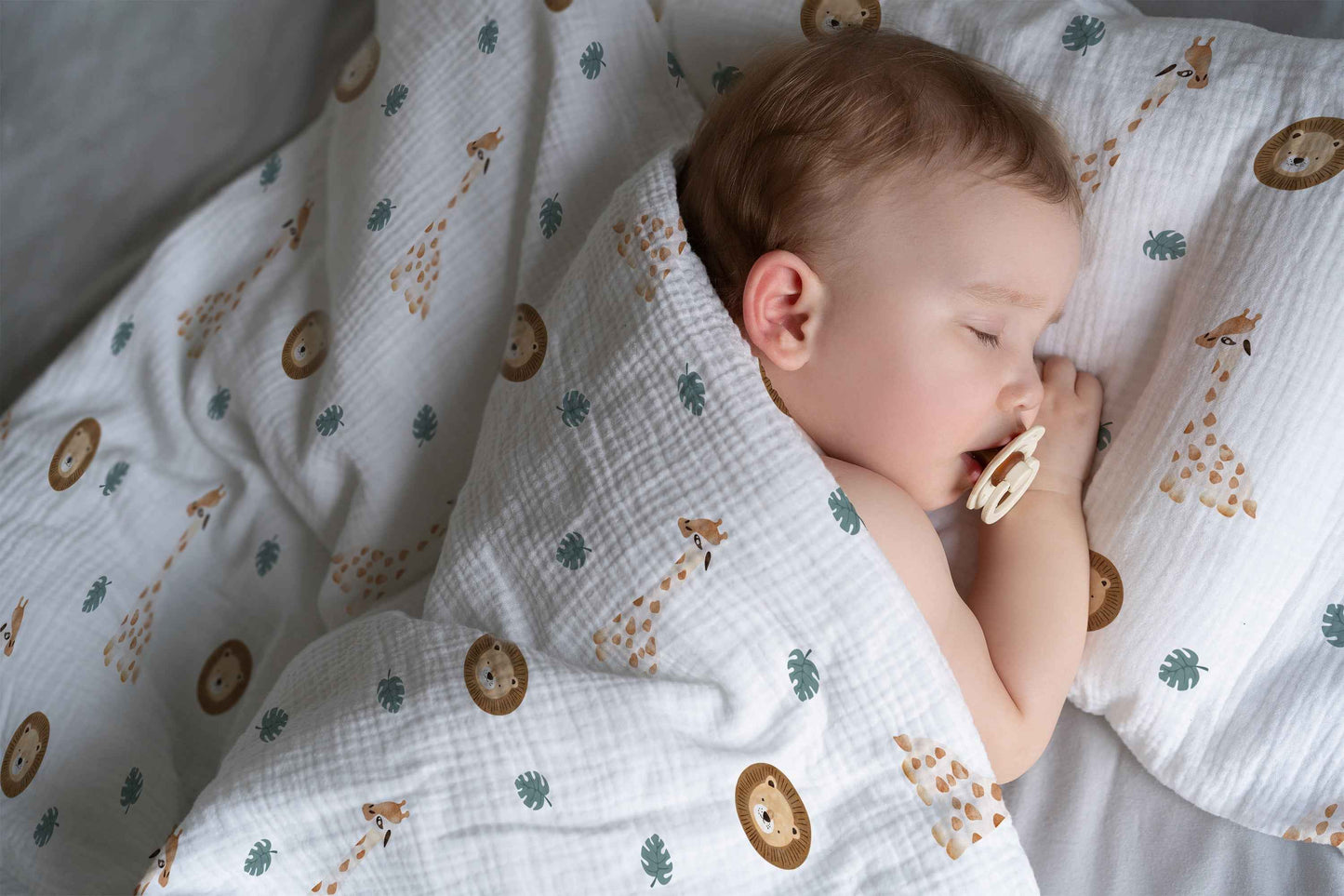 "Giraffe und Löwe" Premium Kinderbettwäsche