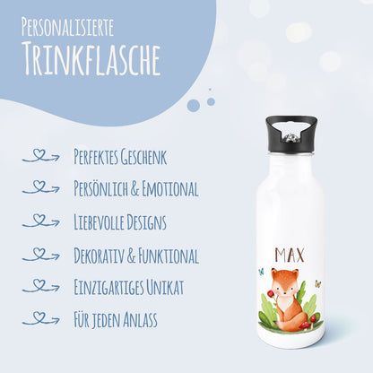 Bedruckte Trinkflasche aus Edelstahl - Tiergruppe