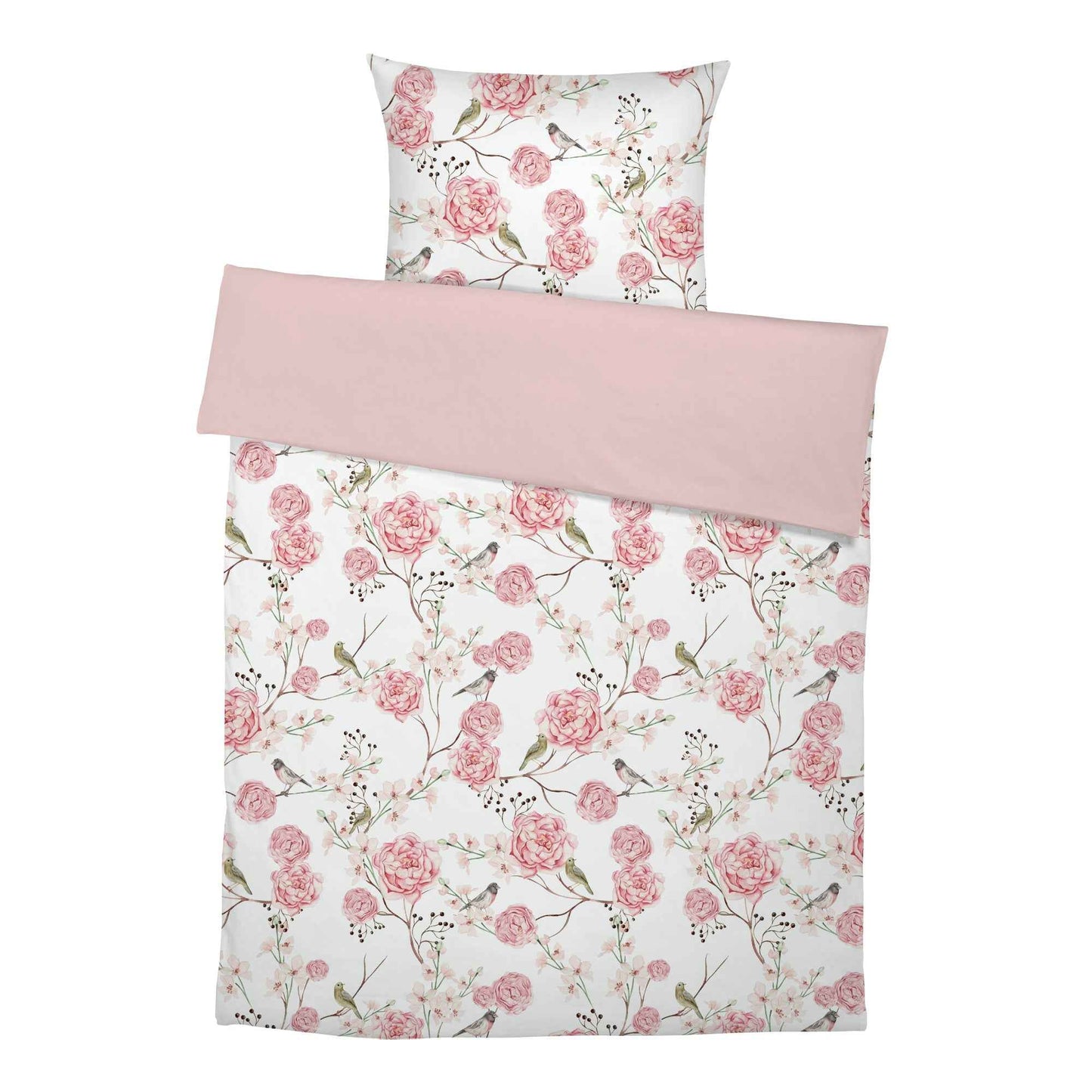 "Vögel und Blumen" Premium Kinderbettwäsche