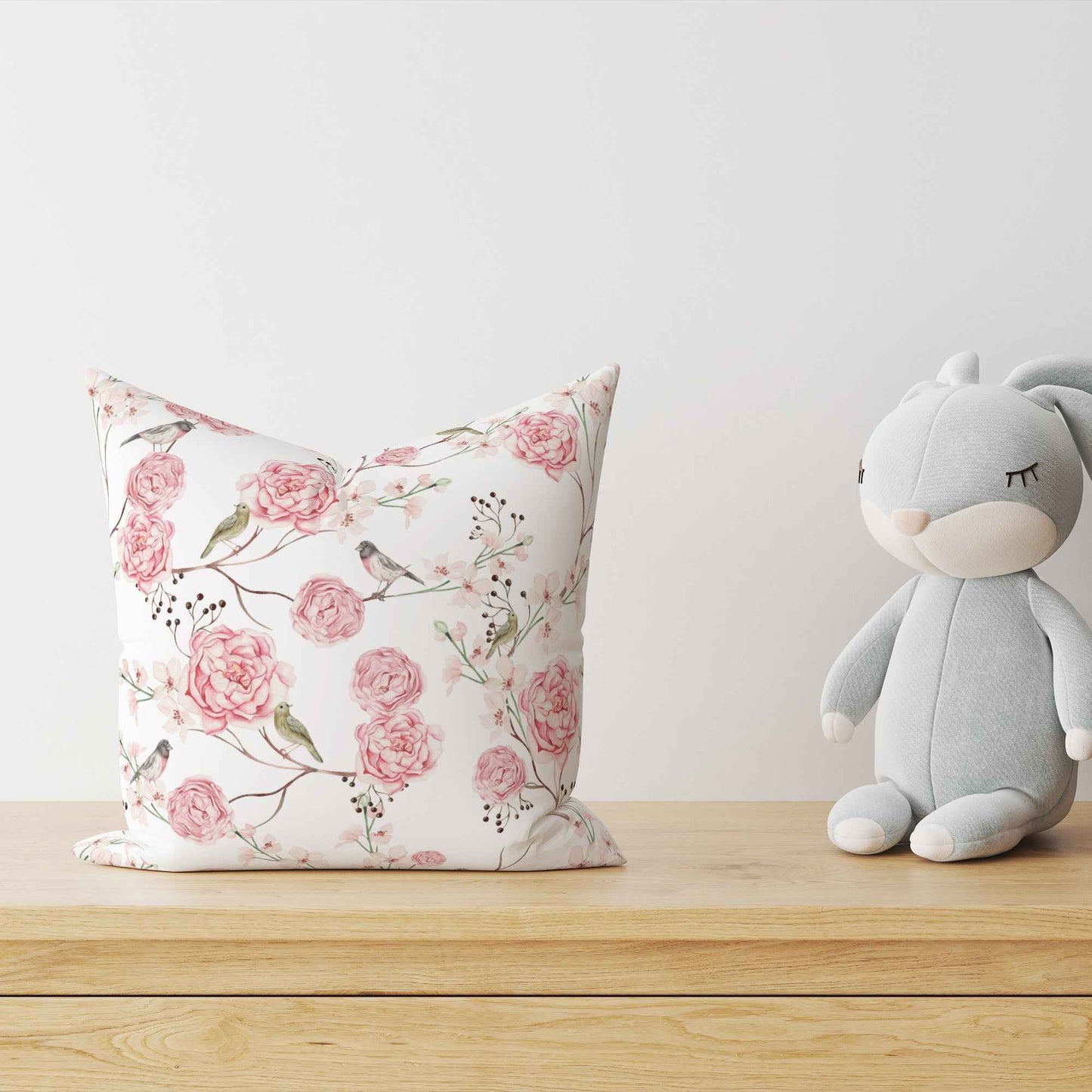 "Vögel und Blumen" Premium Dekokissen