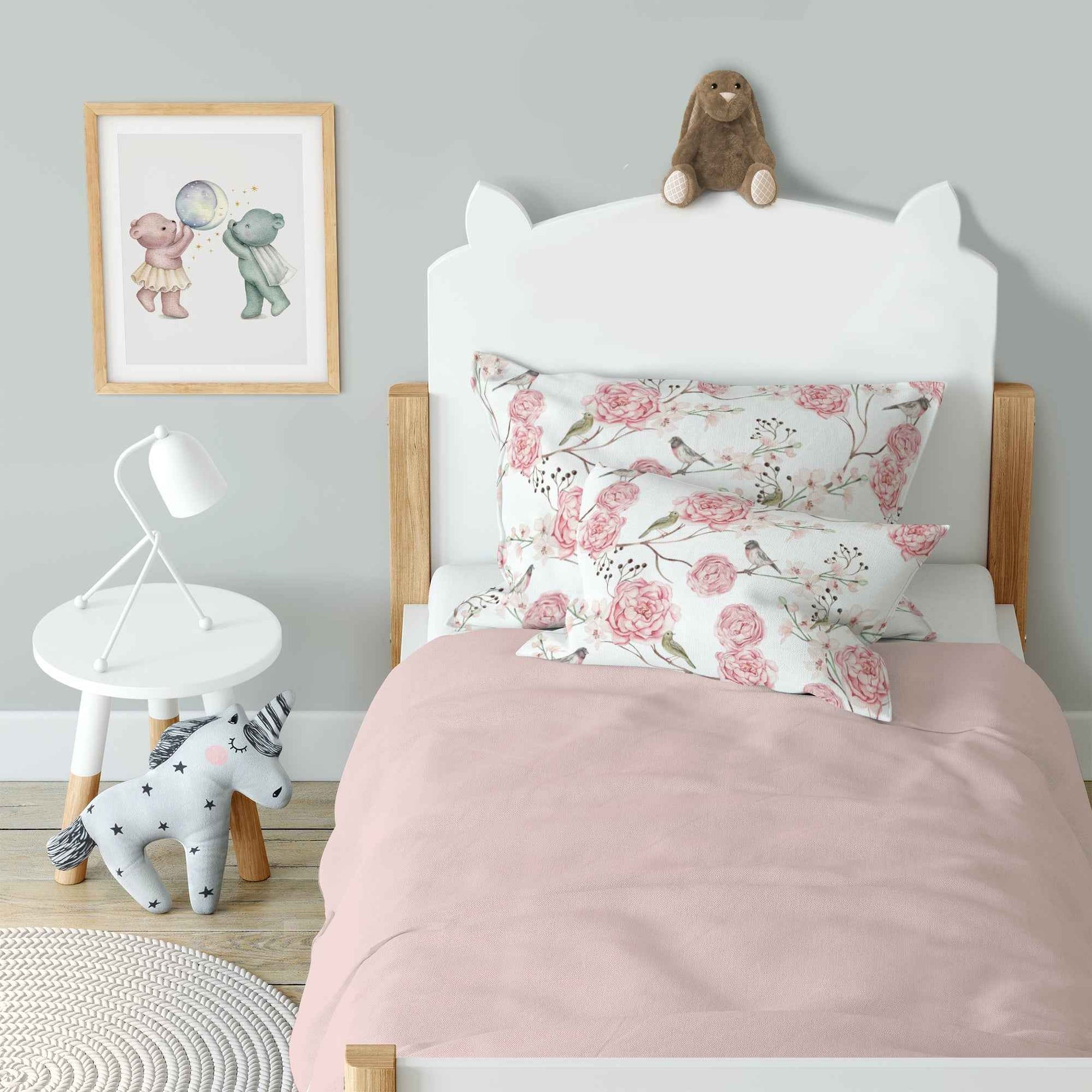 "Vögel und Blumen" Premium Kinderbettwäsche