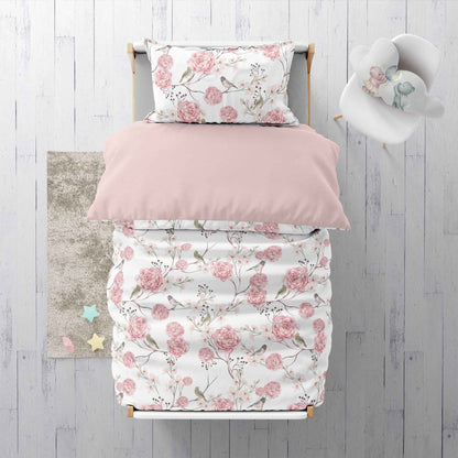 "Vögel und Blumen" Premium Kinderbettwäsche