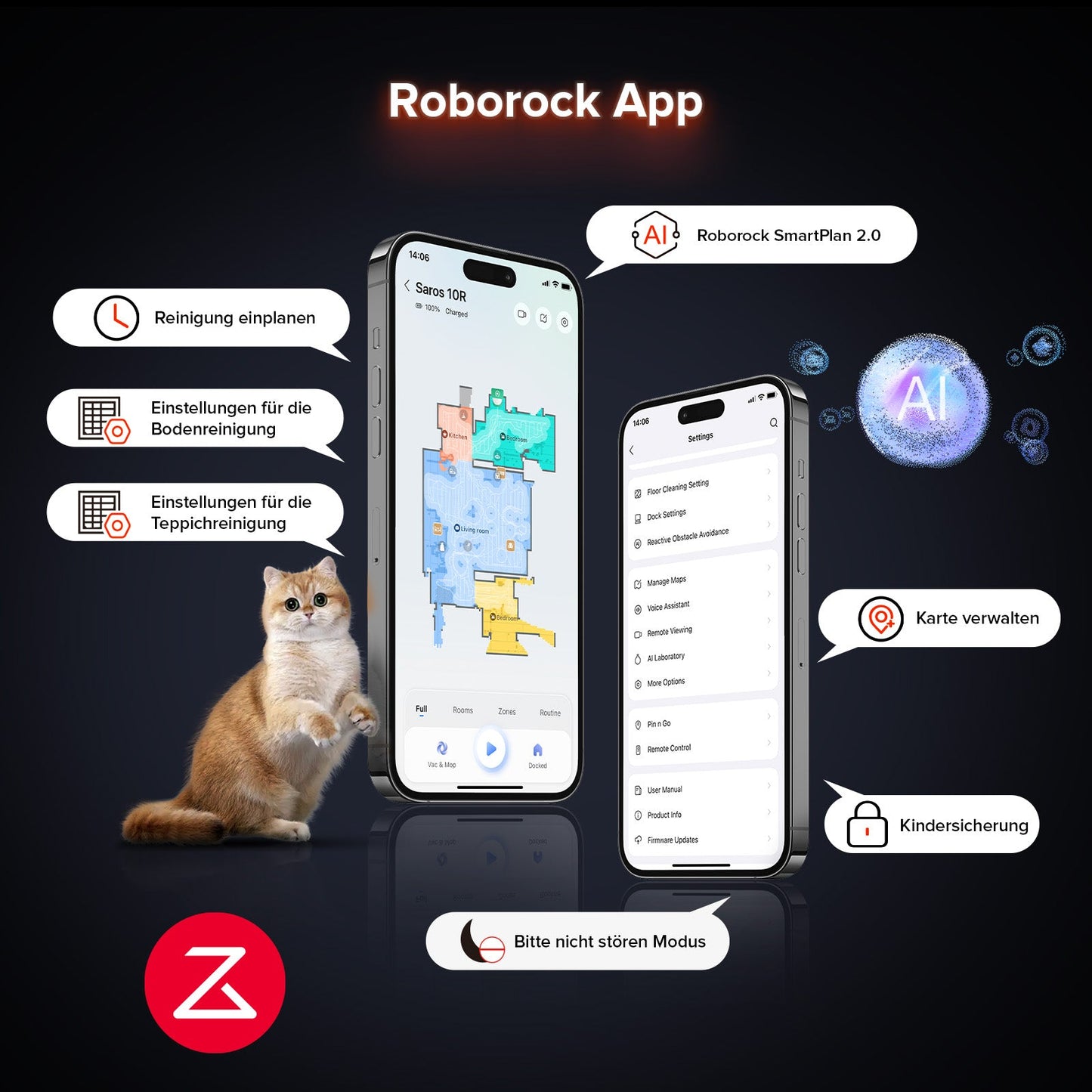 Roborock Saros 10R Saugroboter mit Wischfunktion & abnehmbarem Wischmopp