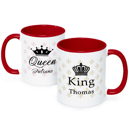 Bedruckte Tassen mit Spruch - King & Queen mit Namen