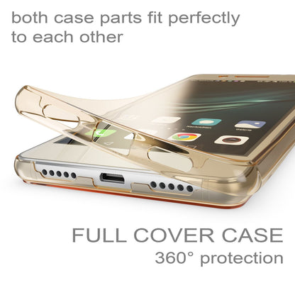 NALIA 360 Grad Handyhülle kompatibel mit Huawei P9 Lite 2016, Full Cover Vorne Hinten Rundum Doppel-Schutz Hülle Dünnes Ganzkörper Case Handy-Tasche Transparenter Displayschutz Rückseite - Gold