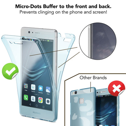 NALIA 360 Grad Handyhülle kompatibel mit Huawei P9 Lite 2016, Full Cover Vorne Hinten Rundum Doppel-Schutz Hülle Dünnes Ganzkörper Case Handy-Tasche Transparenter Displayschutz Rückseite - Gold