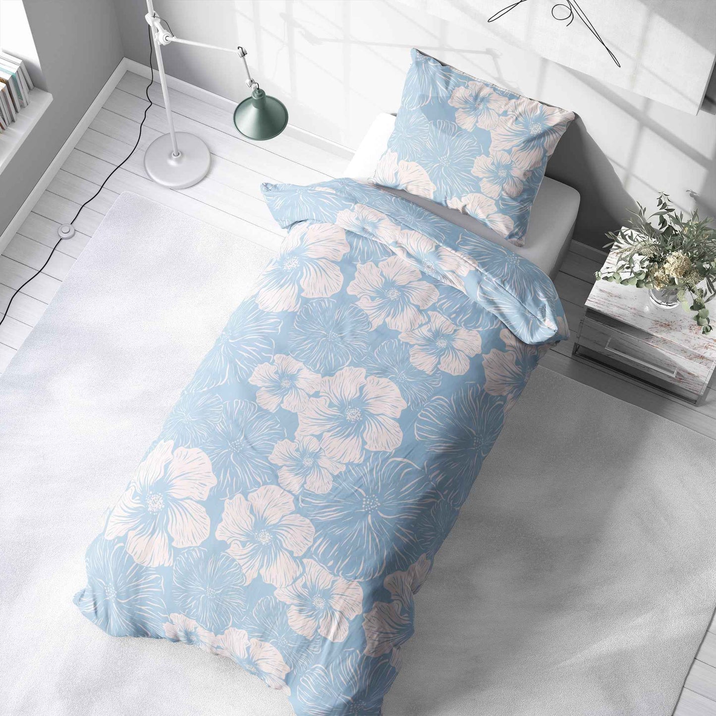 "Blaue Blumen" Premium Bettwäsche