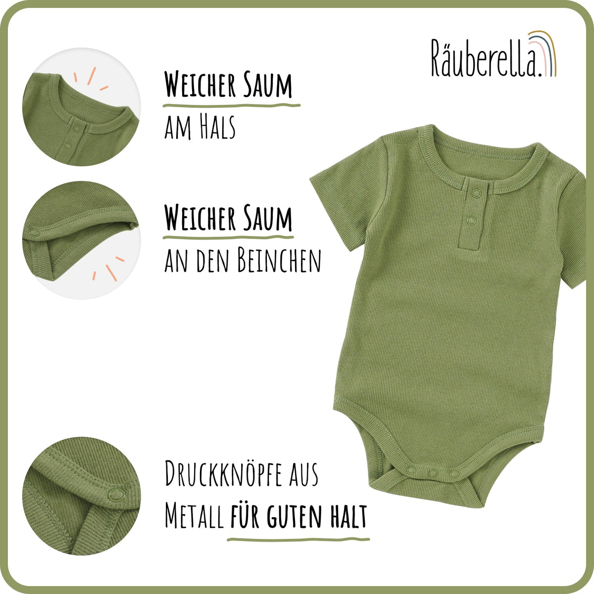 Baby Geschenkset 3-teilig Oliv – Body, Mütze & Lätzchen