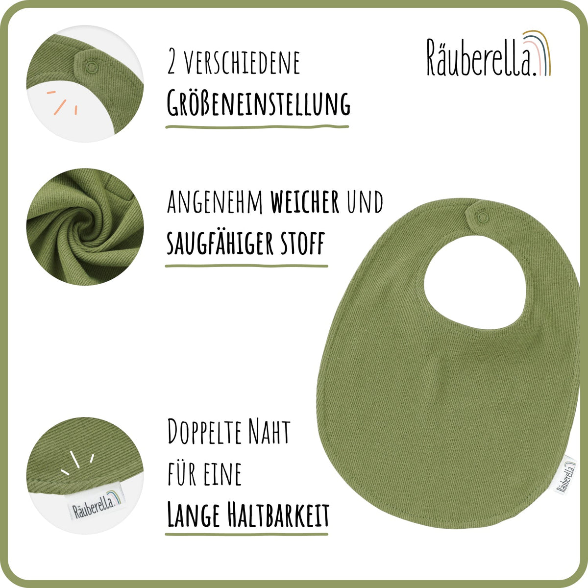 Baby Geschenkset 3-teilig Oliv – Body, Mütze & Lätzchen