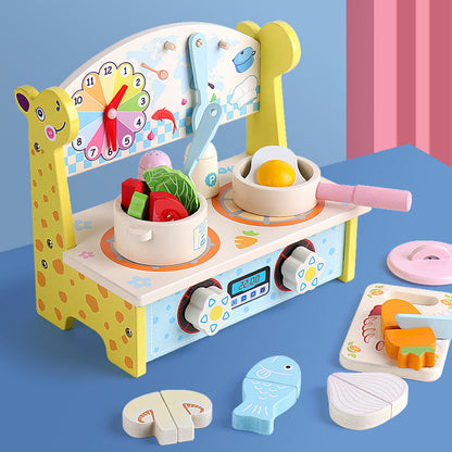 Mini Holz Küche mit Kochplatten und Kochset für Kinder ab 2 Jahren
